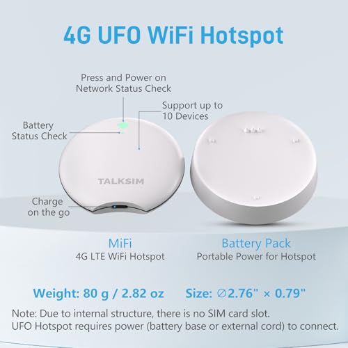 Image of UFO Mobile Hotspot Works with AT&T and Verizon(White, 24GB) | 4G LTE, Portable WiFi Hotspot MiFi Device with Carrying Case, Connected 10 Devices, USA Coverage, No Contract