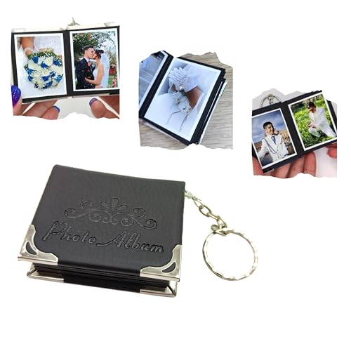 XZelenzia Nyckelring med Mini Photo Album - Kapacitet för 10 bilder - Svart