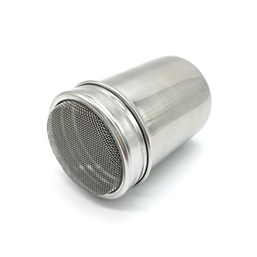 Lofekea Stainless Steel Powder Shakers Coffee Cocoa Cinnamon Shaker Cans Mesh Duster With 16Pcs Stainless Steel Barista Coffee Decorating Stencils Template For Latte Cappuccino, Cupcake Stencils #TOP2