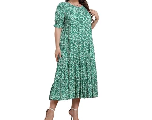 Robe patchwork haut de gamme à manches courtes volants