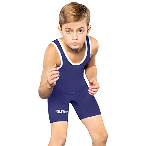 Elite Sports Kids Wrestling Youth Singlet, Standard Boys Wrestling Singlets (Navy, Small) #TOP28