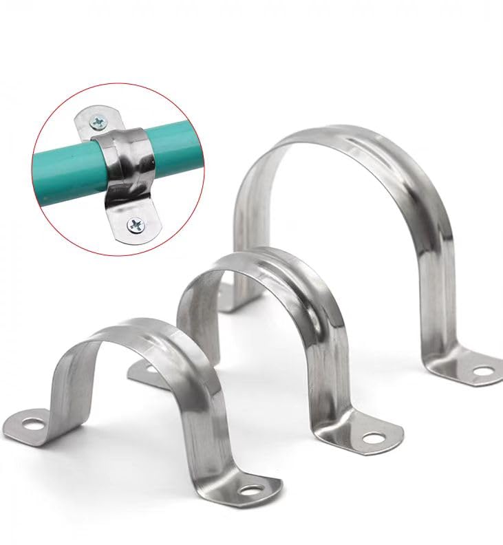 10Pcs M50?2 Inch) Stainless Steel Conduit Clamps, Two Hole Strap U Bracket Rigid Pipe Strap Metal U Clamp Conduit Strap Tension Clips U-tube Clamp Heavy Duty