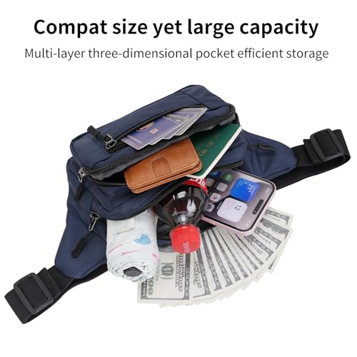 Bauchtasche für Herren Damen wasserdichte Gürteltasche mit 5 Einzelfächern Hüfttaschen für Reise Wanderung Hundespaziergänge und Outdoor-Aktivität