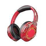 mophrati Bluetooth Kompatibilität 5.1 Kopfhörer Noise Cancelling Bass Computer Freisprechanruf Spiel Sport Headset mit Mikrofon, Rot
