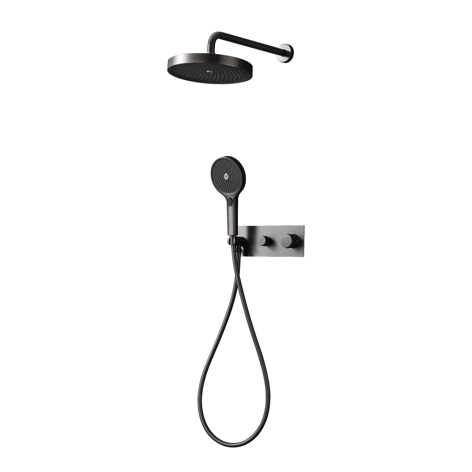 Mitigeur de douche mural noir mat encastré pour une salle de bain moderne