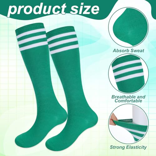 18 Pcs Team Spirit Accessories 6 Soccer Softball Socks 6 Stripe Headband Sweatbands 6 Glitter Eye Black Stickers for School Youth Women Cheerleading Sport Team Spirit Day Wear3