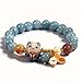 Lucky Cat Bracelet with Blue Crystal, Ceramic Cat Pendant, Feng Shui Good Luck Jewelry for Women, Wealth & Protection Bracelet