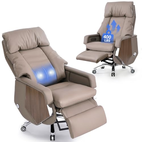 EMIAH Chaise de Bureau Direction Ergonomique Roulettes Fauteuil de Bureau Massant Haut Confortable Inclinable Grande Taille Siège Bureau Électrique Relax...