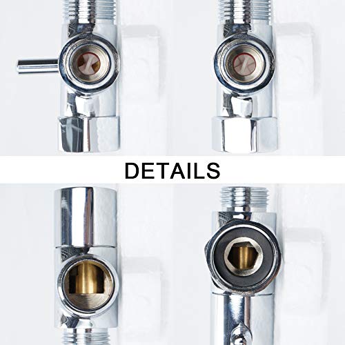 Brass T-Adapter For Bidet, 7/8 1/2 T-Valve Adapter For Bidet Sprayer For Toilet With Shut Off Valve, 3-Way Connector, Chrome Finish, 2 Rubber Mat, T Adapter For Hand Held Bidet Attachment For Toilet #TOP4