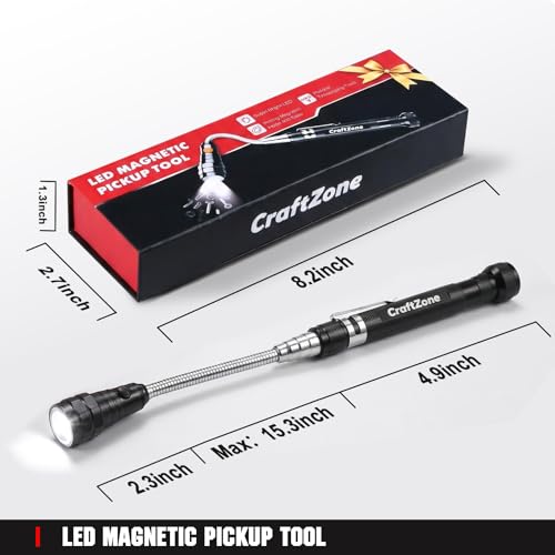Image of Magnetic Pickup Tool, Extendable Telescoping Magnet with LED Flashlight, Cool Gadgets Gifts for Men, Dad, Husband, Grandpa, Handyman, Mechanic, Fathers Day Gift, Birthday, Graduation