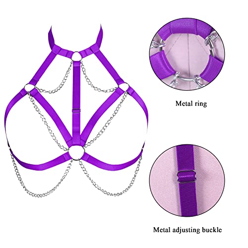 Plus Size Body Harness BH Damenmode Unterwäsche Punk Hollow Cupless BH Punk Gothic Karneval Tanzkostüm