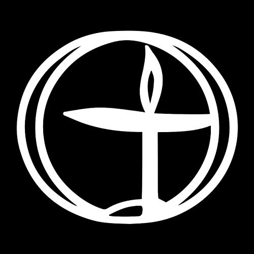 Evolvefish Unitarian Universalist Flaming Chalice Weatherproof Vinyl Decal - [White][5"] #TOP7