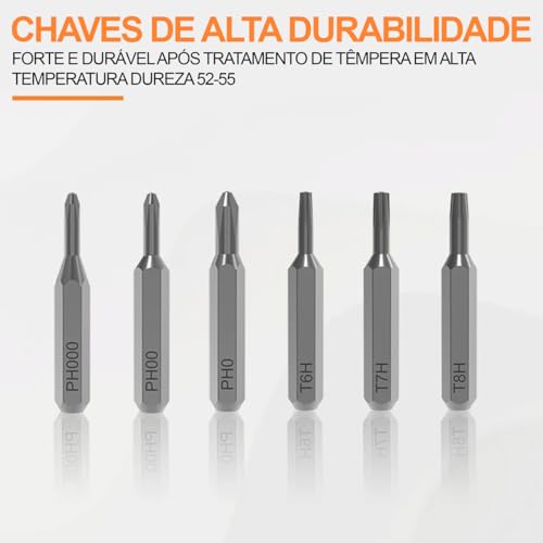 Parafusadeira Elétrica Mini de Precisão até 200 RPM, 25-35NM, Bivolt, USB-C, Organizador com Imã com