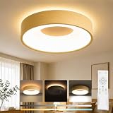 [禄越] シーリングライト 木目調 間接照明 8畳 LED 36W 照明器具 天井 12段階 調光 調色 リモコン付き 常夜灯 お休みタイマー 電気 ledシーリングライト おしゃれ 省エネ 節電 簡単取付 寝室 和室 洋室 キッチン 子供部屋 リビング (Φ37xH8.5cm, 36Ｗ, ナチュラル)