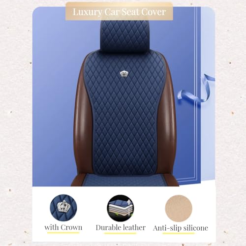 Image of Blue Seat Covers Leather Auto Seat Cushion Covers 2 /3 Covered 11PCS Universal Seat Covers Fit Car /Auto /SUV (A-Dark Blue)