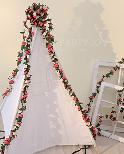 Party Joy 5Pcs 41Ft Flower Garland Fake Rose Vine Artificial Flowers Hanging Rose Ivy Hanging Baskets Wedding Arch Garden Background Decor  thumb #6