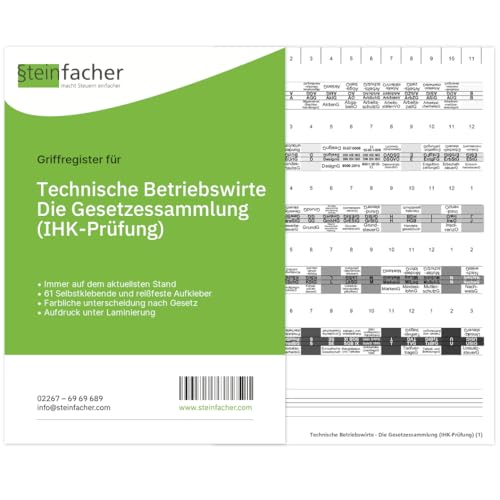 Steinfacher Griffregister für Technische Betriebswirte - Die Gesetzessammlung (IHK-Prüfung)