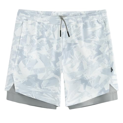 Image of maamgic Mens Workout Shorts 2 in 1 Stretch 5 inch / 7 inch Gym Shorts Running Shorts with Compression Liner Zip Pocket