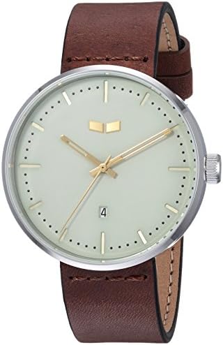 Vestal Roosevelt Italian Leather Stainless Steel Quartz Watch Calfskin Strap, Brown, 20 (Model: RS42L10.BR)