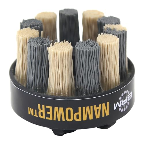 Image of Brush Research ADD5018320 Nampower Dot Style Abrasive Disc Brush, Combination Silicon Carbide /Ceramic Filament, 50mm Diameter, 18mm Bristle Length, 320 Grit (Pack of 1)