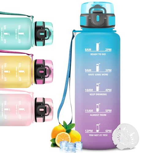 Mujigaga Gourde 1,5l, Gourde Sport, Bouteille Anti-Fuite, Facile à Transporter, Bouteille Motivation avec Verrouillage de Sécurité, Facile à Nettoyer, pour Bureau, Voyage, Extérieur, Adulte, Voyage