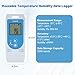 Tzone Reusable Temperature and Humidity Data Logger USB,Temp Recorder Humidity Logger with PDF&CSV Report,Digital Refrigerator Thermometer Hygrometer 32000 Recording for Lab Food Storage,LED Alarm