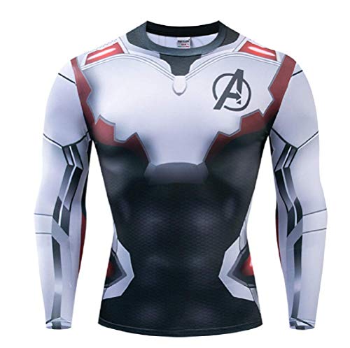 Samanthajane Clothing Born2Ride Superhero - Camiseta de manga corta y larga de compresión de manga corta y manga larga, Avengers Long, XL