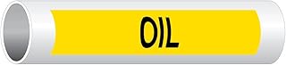 ComplianceSigns.com Oil (Black Legend On Yellow Background) Pipe Label Decal, 8x2 inch 5-Pack Vinyl for Pipe Markers Hazmat