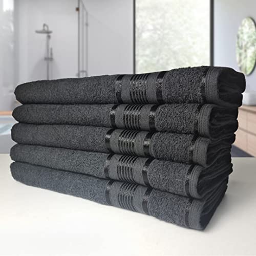 Kit 05 Toalha de Banho Gigante Egito 80x180cm 500g 100% Algodão 350g/m² Atacado - Preta