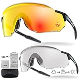 T TENDTOP Fahrradbrille Sonnenbrille UV Schutz mit Wechselgläser, MTB Fahrrad Brille Sportbrille Winddicht für Herren Damen, Radsportbrille Polarisiert TR90