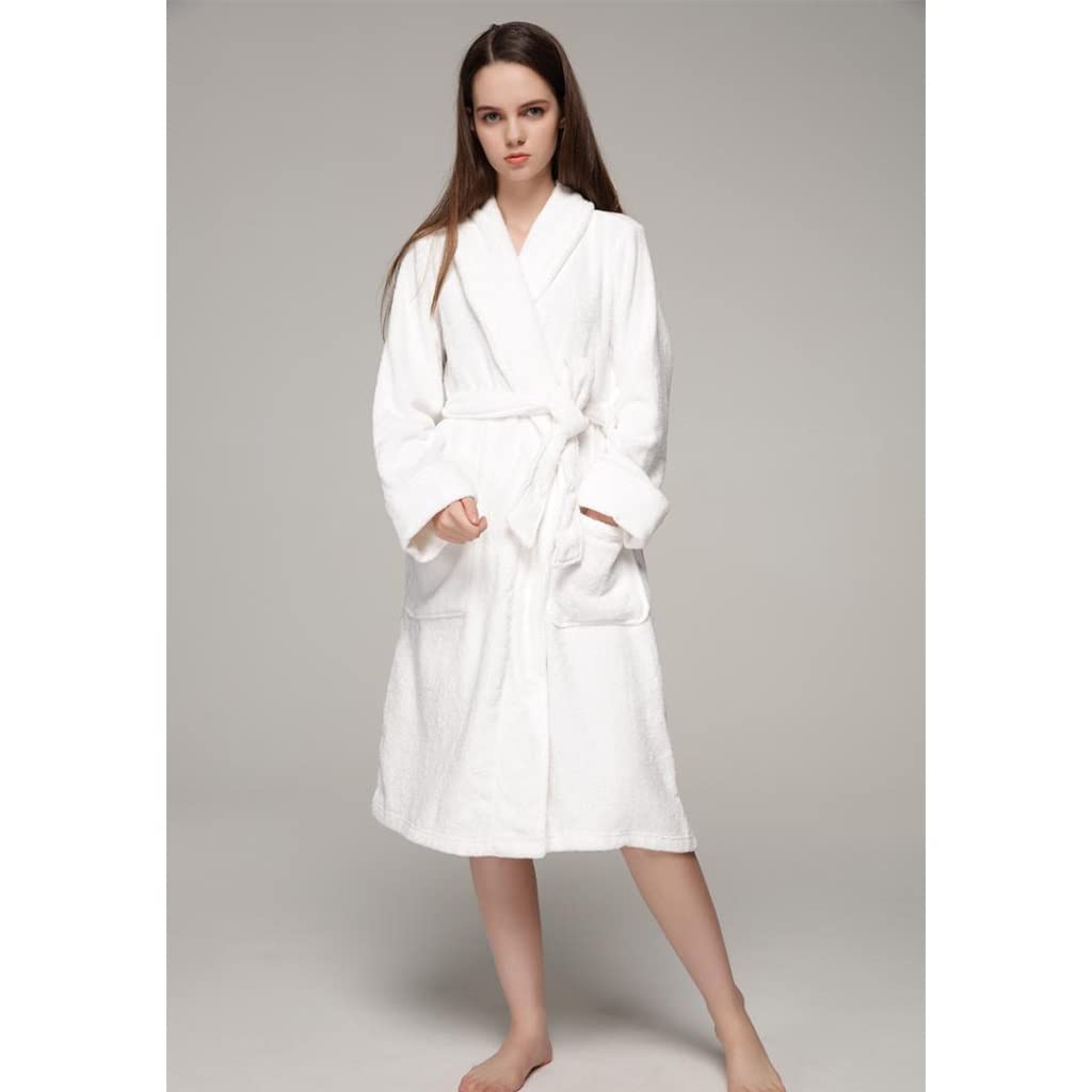 MTFBQ Albornoz De Tela De Rizo, Ropa De Salón Unisex, 100% Algodón Absorbente, Tela De Toalla para Parejas, Bata De Noche, Pijama De Hotel, Bata De Pareja, Cuatro Estaciones, Usable