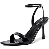 Mostrin Black Heels for Women Strappy Lace Up Ankle Strap Heels Pointed Open Toe Stiletto High Heeled Sandals for Prom, Party, Daily Size 7.5
