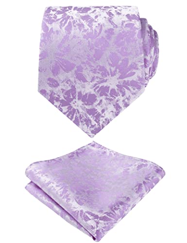 Alizeal Mens 3.15'' Rose Necktie Handkerchief set, Lilac