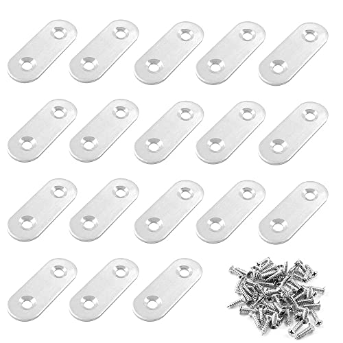 20 Pezzi Staffe Angolo Piatte Staffa Angolare Staffa Piastre di Giunzione Connettore Piatto 16*46mm Staffe Piatto di Giunzione per Fissaggio Mensola Mobili