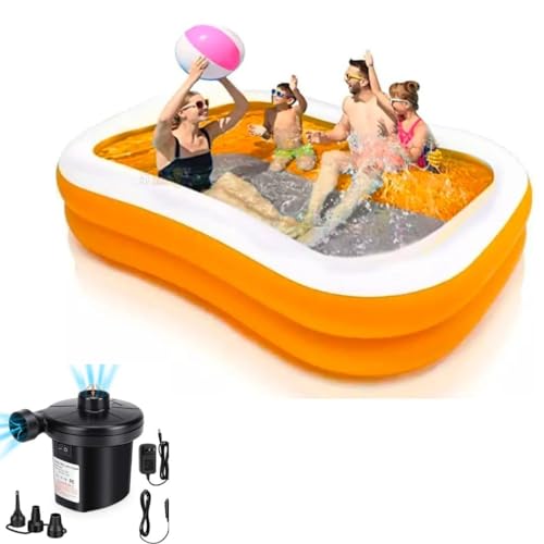Image of LONGMIRE 7 ft Portable Inflatable & Foldable Kids Swimming Pool with Heavy Air Pump Baby Bath Tub Water Pool for Kids and Adults Outdoor & Indoor Bathing Tub - Multicolor