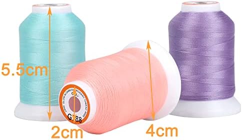New brothread 16 Colours Luminary Glow in The Dark Machine Embroidery Thread Kit 30WT 500M(550Y) Each Spool for Embroidery, Quilting, Sewing