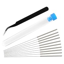 Aokin 12 Pcs 3D Printer Nozzle Cleaning Kit - 10 Pcs 0.4mm Needles Cleaner and 1 Pcs Tweezers Cleaner, Stainless Steel Nozzle Cleaning Tool Kit