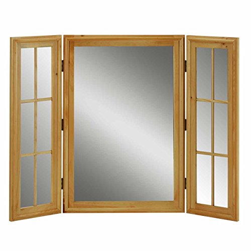 Vintage Vanity Mirror Triple Windowpane Country Pine Wood Renovators Supply
