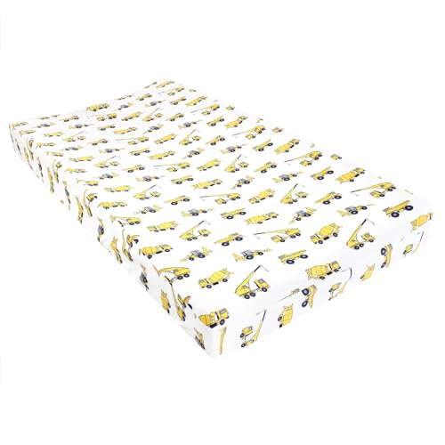 Image of Hudson Baby Unisex Baby Changing Pad Cover, Construction, One Size