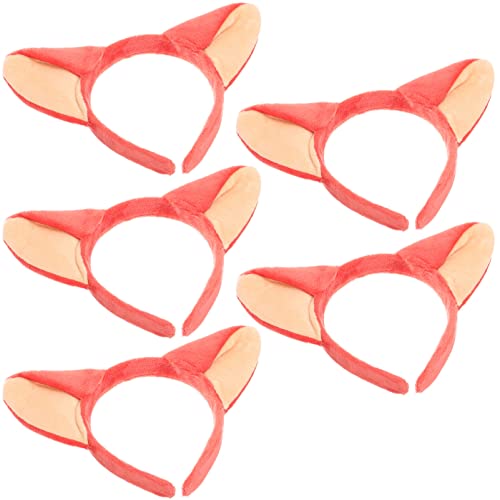 Kichvoe 5Pcs Foxes Ears Headband: Cartoon Fox Halloween Hair Hoops Animal Ear Headband Hair Band for Fancy Dress Party Holiday Cosplay