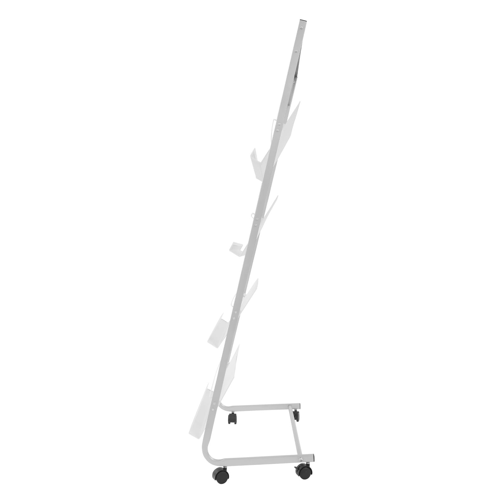 Revistero de 4 niveles con ruedas, soporte para revistas y folletos, 63x36x148 cm