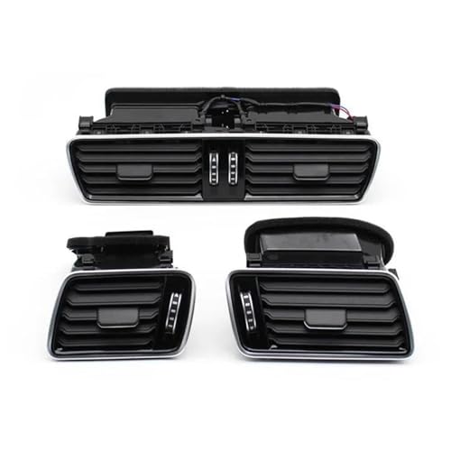 Aérateur de climatisation centrale pour VW Passat B6 B7 CC en finition piano noir LHD 3PCS