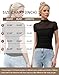 Jenbou Mesh Top Women Mock Turtleneck Short Sleeve Tops Ruched Sexy Going Out Outfit Shirts Black