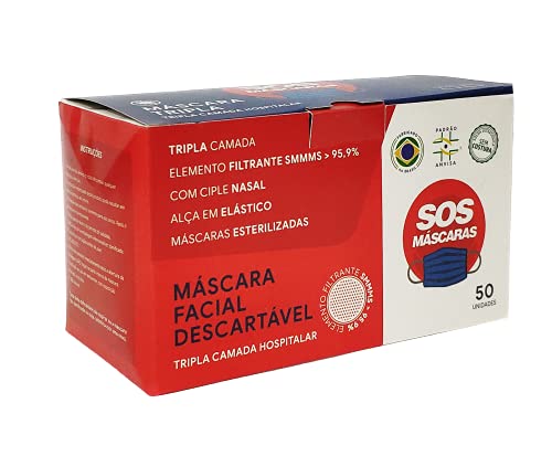 Máscara Descartável Tripla Camada 50 Unid (Preta)