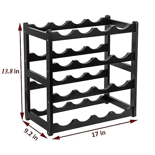 Soporte para botellas de vino de bambú 16 botellas miniatura 6