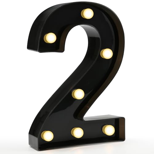 Pooqla Black Light Up Numbers 2, 2nd Birthday Decorations for Boys