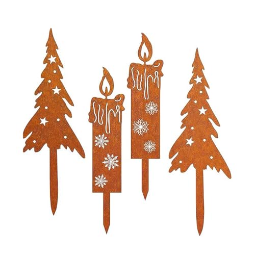 Kexayo 4er Set Rost Weihnachtsbaum Kerzen Weihnachten Deko Outdoor...