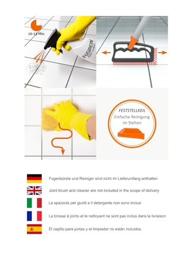FUGINATOR® EU-Adapter in orange für den Fuginator – Vereinfachte Fugenreinigung Dank dem Adapter. Passend für Besen- und Bodenwischerstiele. Hilfe zur Fugenreinigung in Bad, WC, Küche, Dusche usw.
