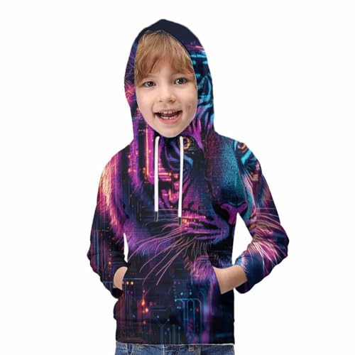 Sweat à capuche Cyber Tiger ado idéal pour le collège et le skatepark