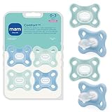 MAM Comfort Baby Pacifiers 0-3 Months Newborns, Lightweight One-Piece Full Silicone Binky, BPA-Free Nipple, Easy to Clean Pacifier, Best for Breastfed Babies, 4 Count, Made in Europe